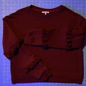 Women's Ruffled Maroon Sweatshirt